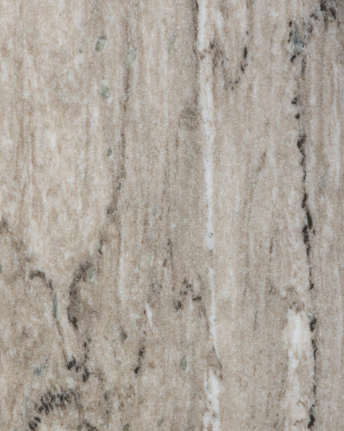 Close-up of the Raelynn End Table’s beige marble surface, inspired by antique white marble and featuring elegant gray and brown veining that lends a textured, organic look, by Vendixs