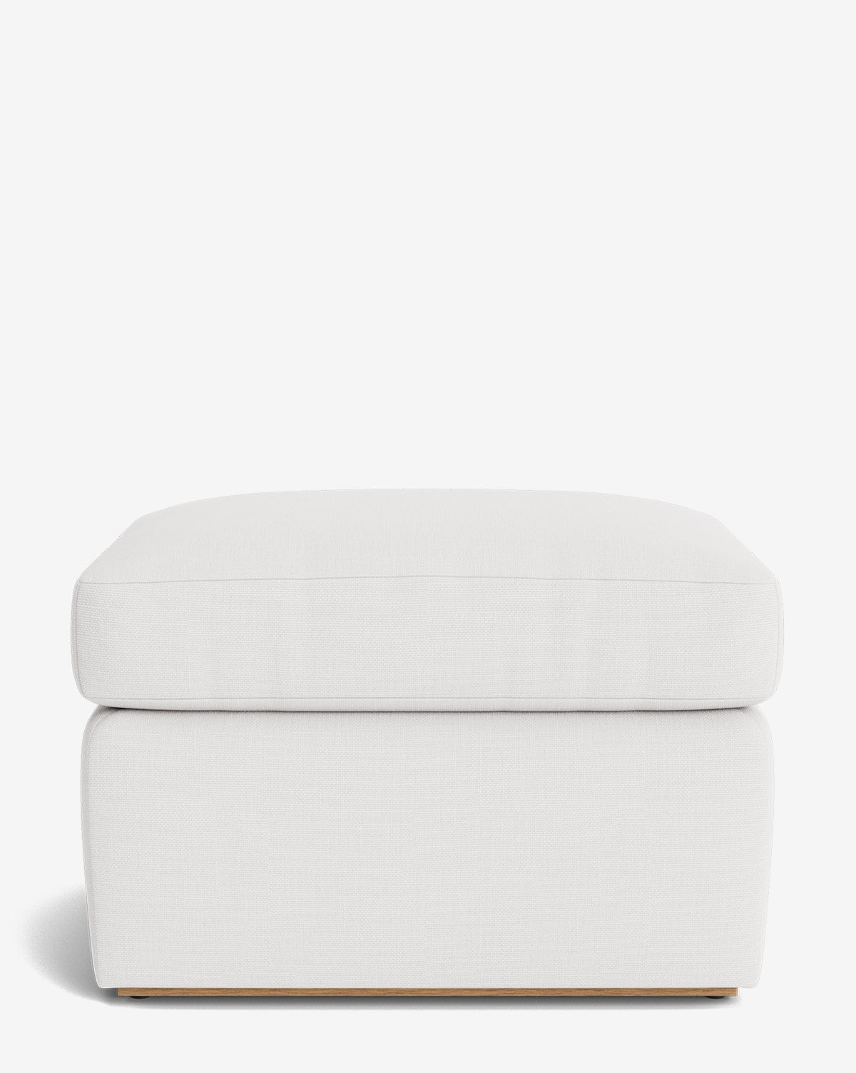 The Reese Ottoman is a modern, handcrafted piece with a rectangular shape, minimalistic design, and down-wrapped cushion, shown on a plain white background by Vendixs