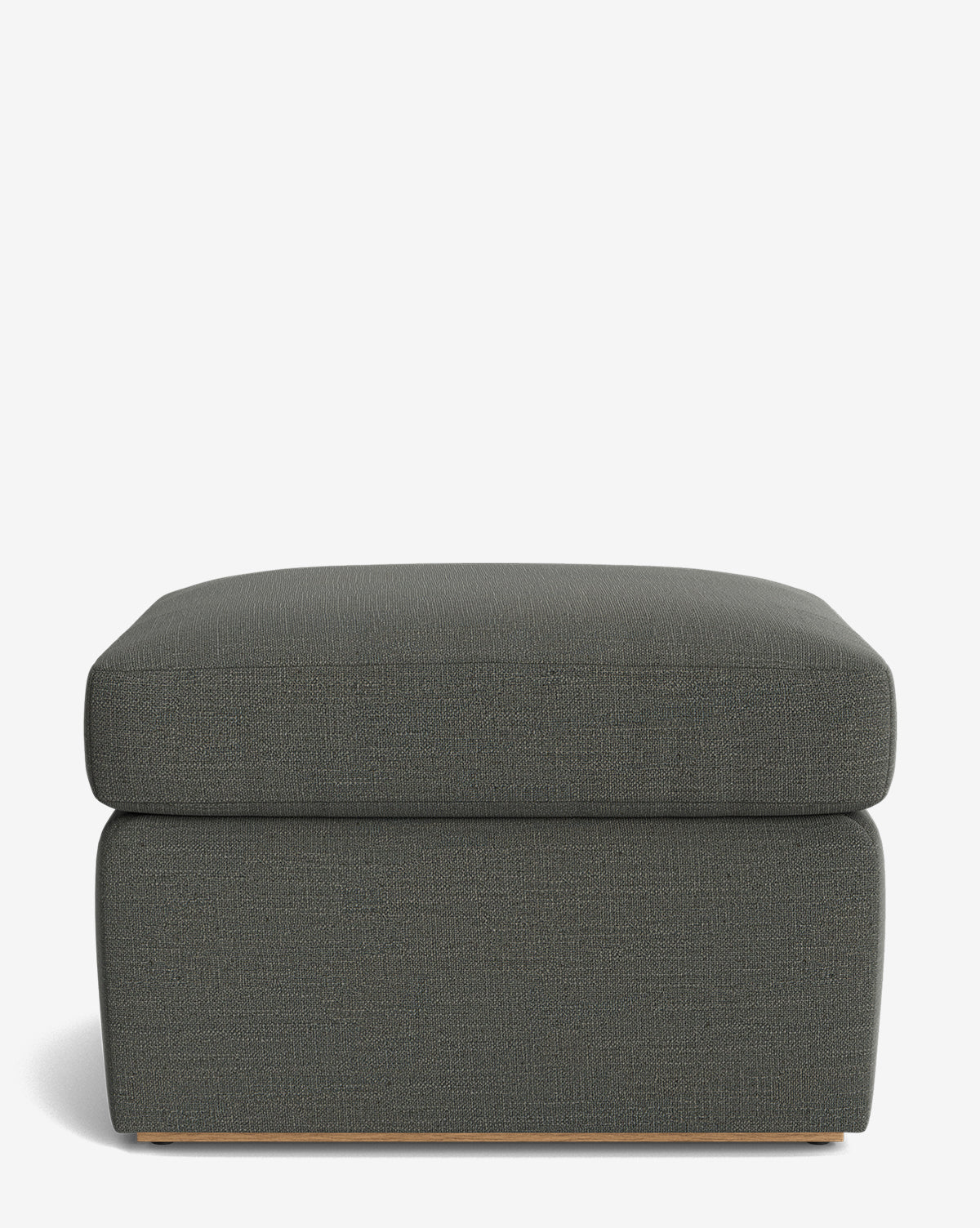The Reese Ottoman is a modern, rectangular piece upholstered in dark gray textured fabric with a minimalist design and down-wrapped cushion, shown on a plain white background by McGee & Co.