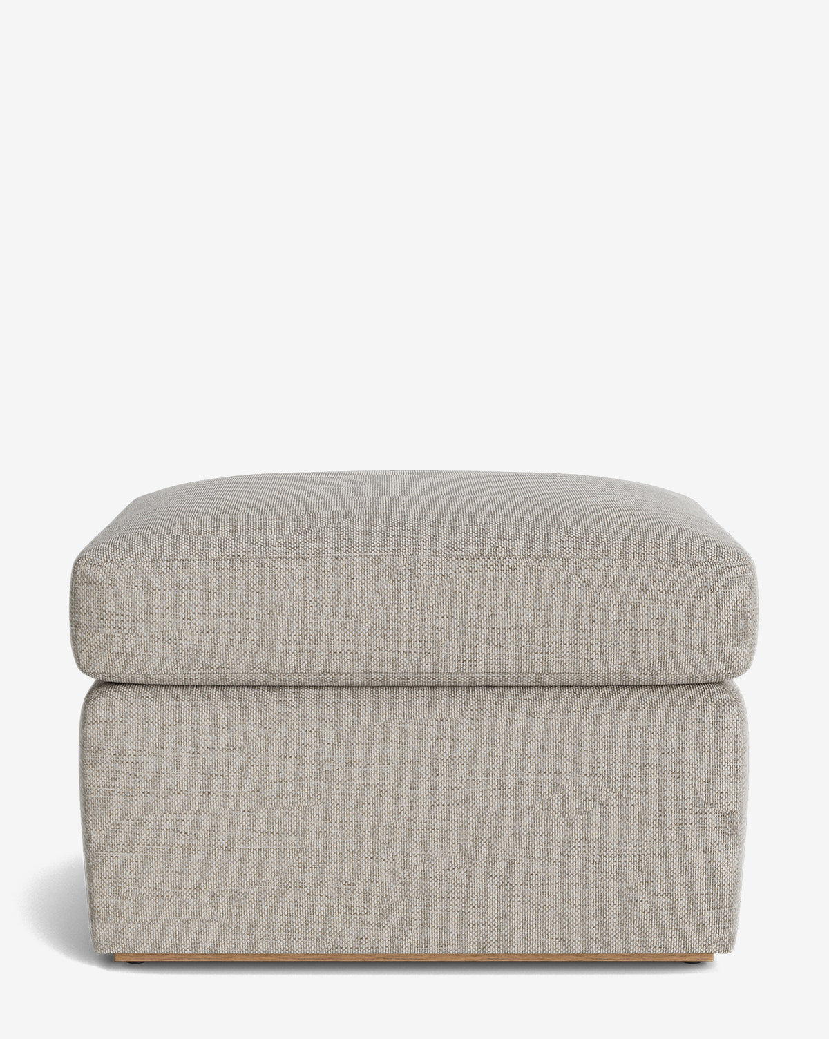 The Reese Ottoman is a modern rectangular ottoman in light gray, featuring textured upholstery and a down-wrapped cushion, shown on a flat surface with a plain white background by McGee & Co.