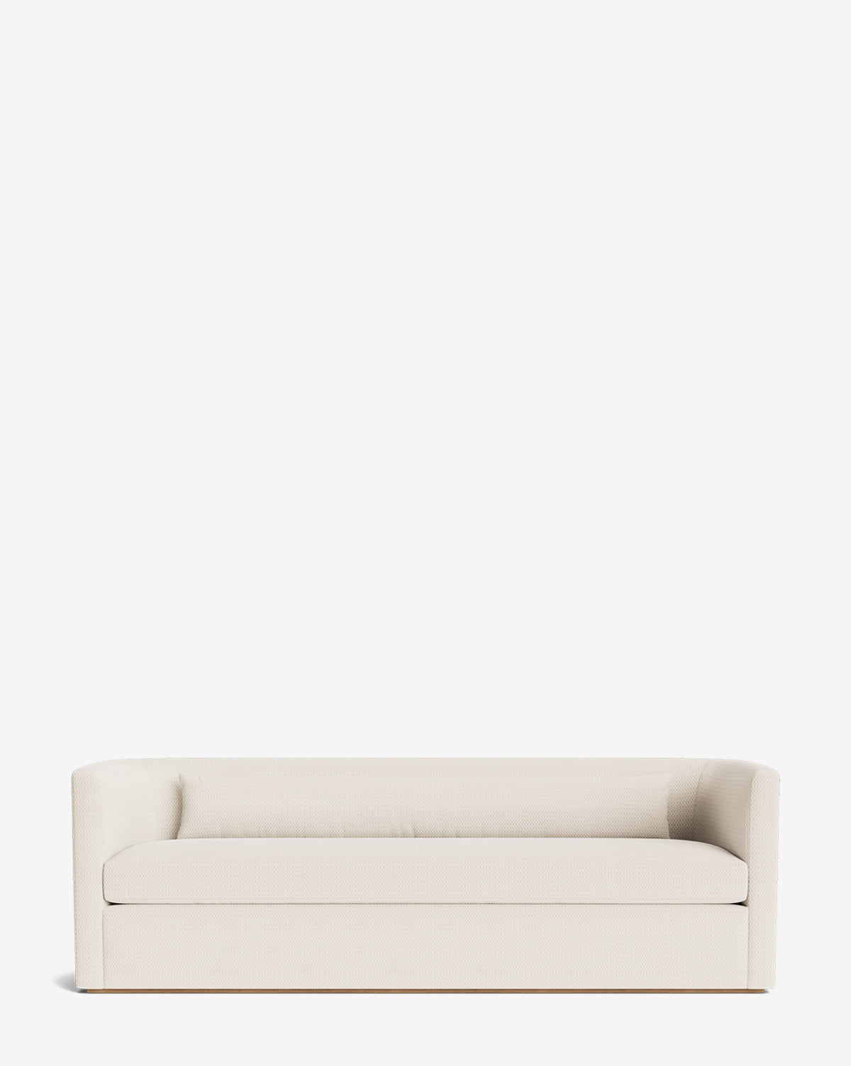 The Reese Sofa (84-96) features a modern, minimalist design with low arms, a straight back, handcrafted alder wood frames, and down-wrapped cushions for lasting durability and plush comfort, set against a plain white background by Vendixs