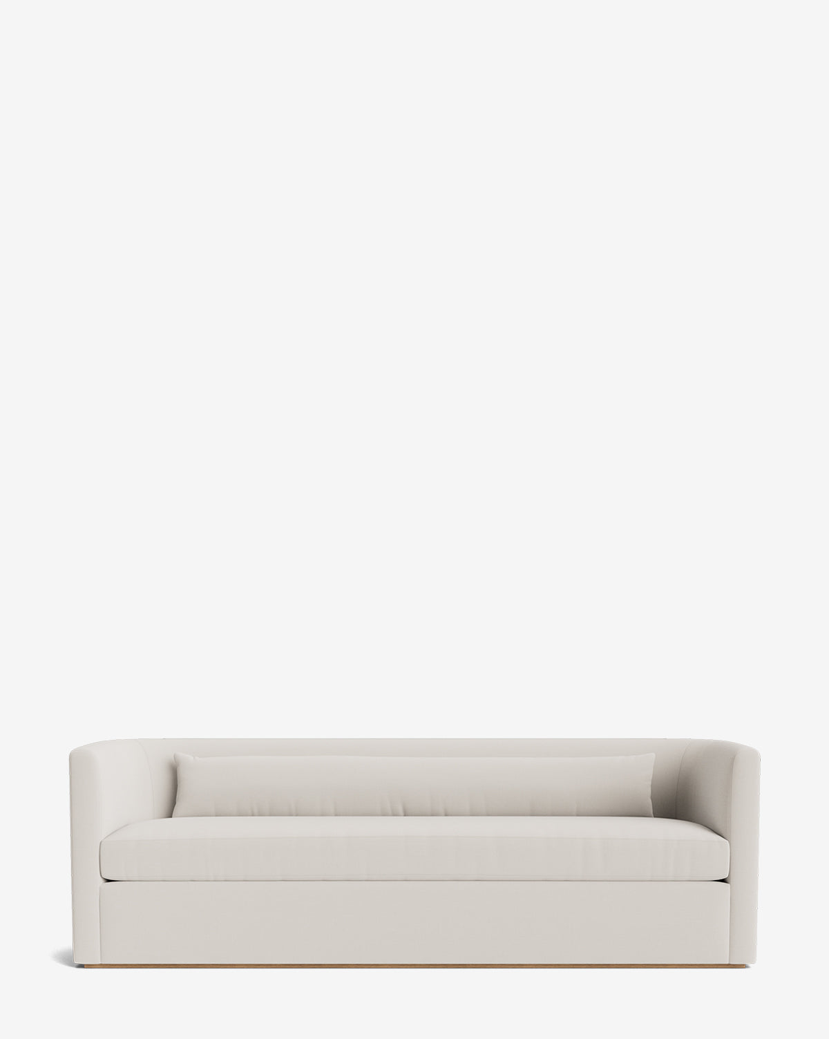 The Reese Sofa (84-96), a modern minimalist piece with low arms, a straight back, smooth fabric upholstery, and down-wrapped cushions, is shown against a plain white background by McGee & Co.