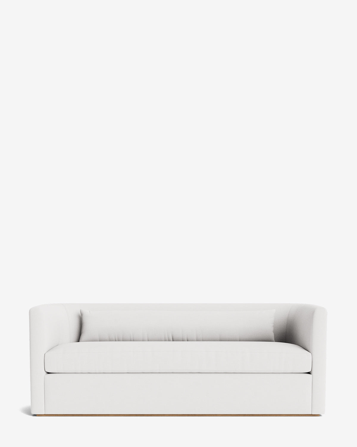 The Reese Sofa (84-96) showcases a modern, minimalist design with low arms, a straight backrest, plush down-wrapped cushions, and a handcrafted alder wood frame, all set against a plain white background by Vendixs