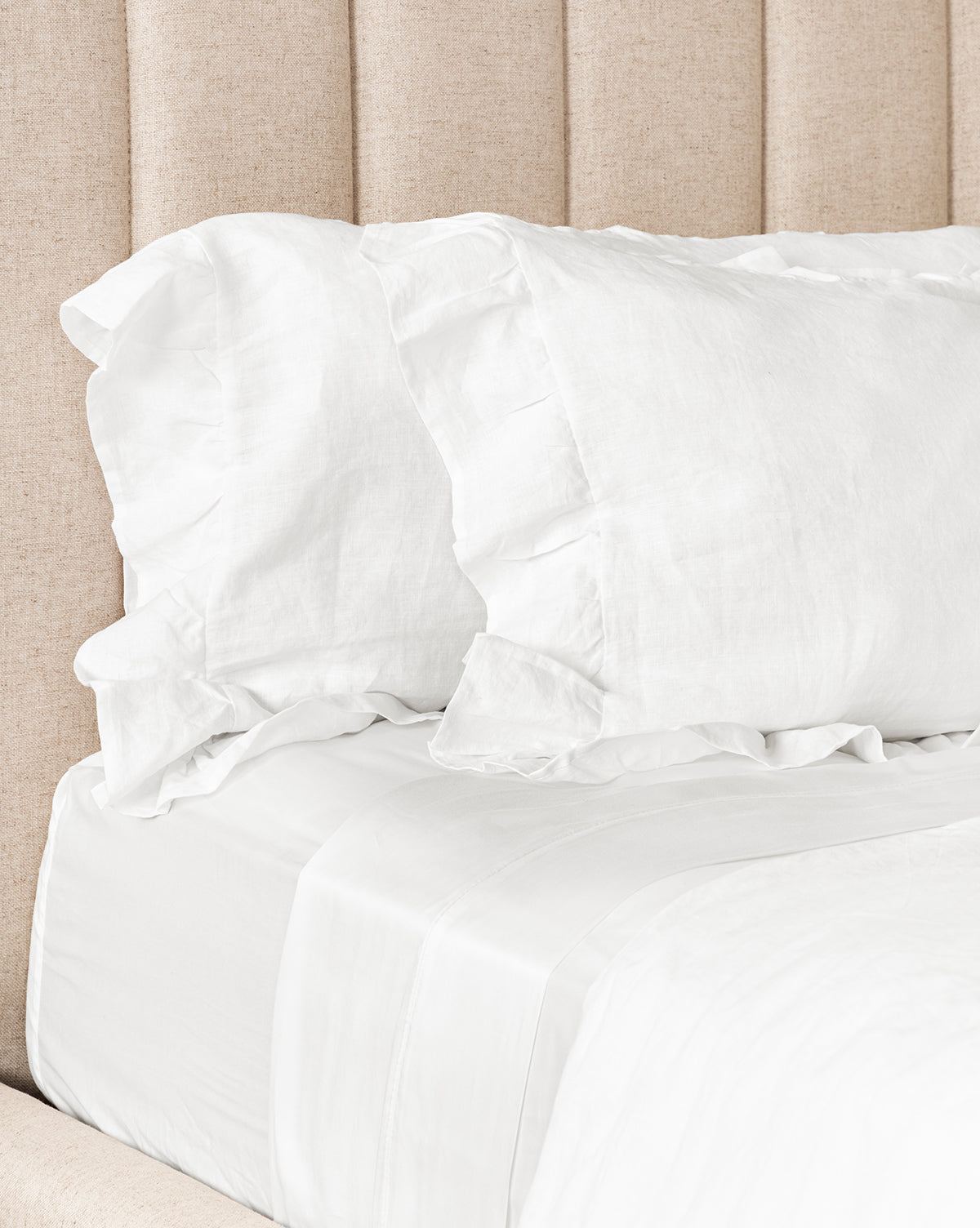 Ruffle White Linen Shams (Set of 2)