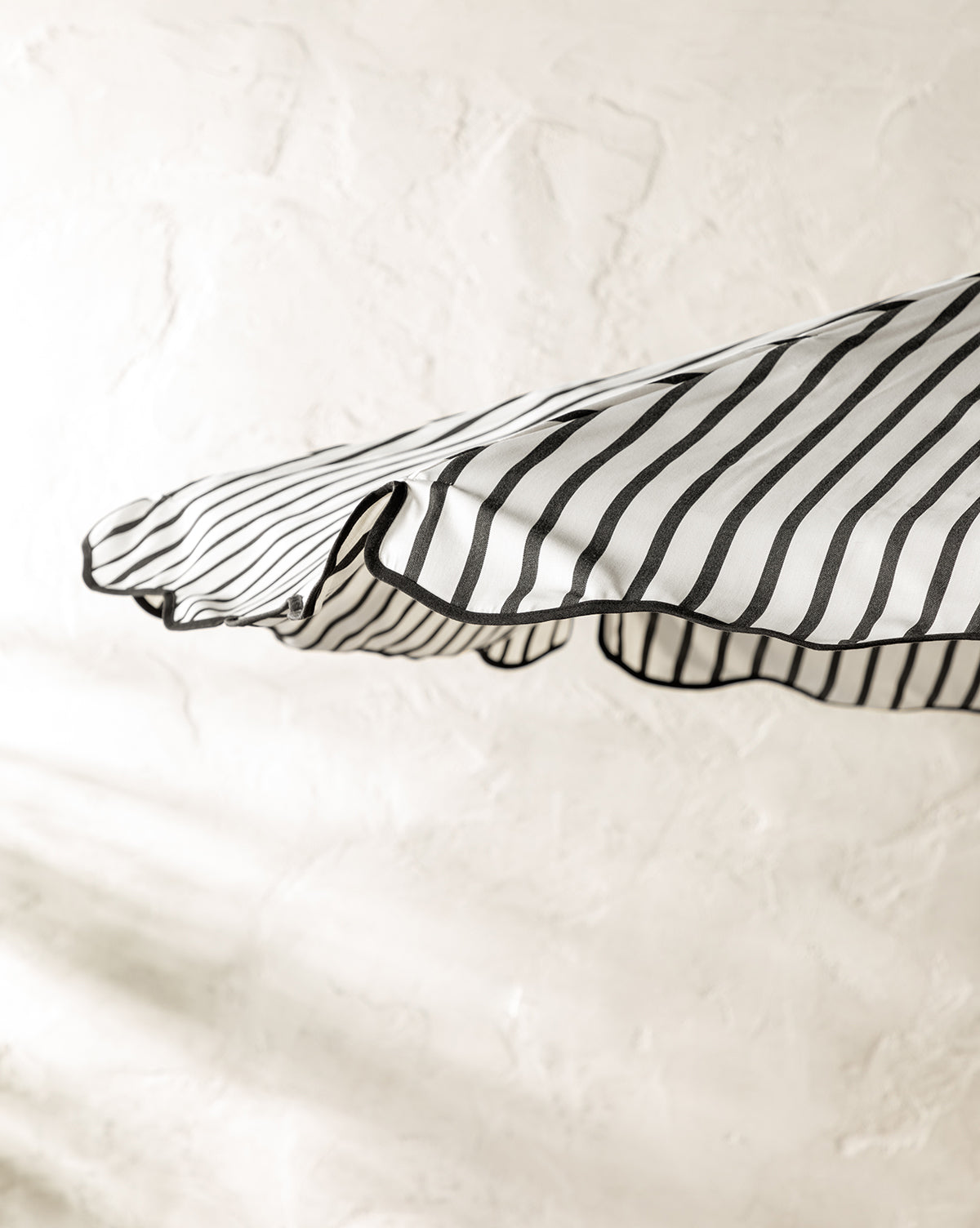 Umbrella canopy detail in black and white stripe from Vendixs