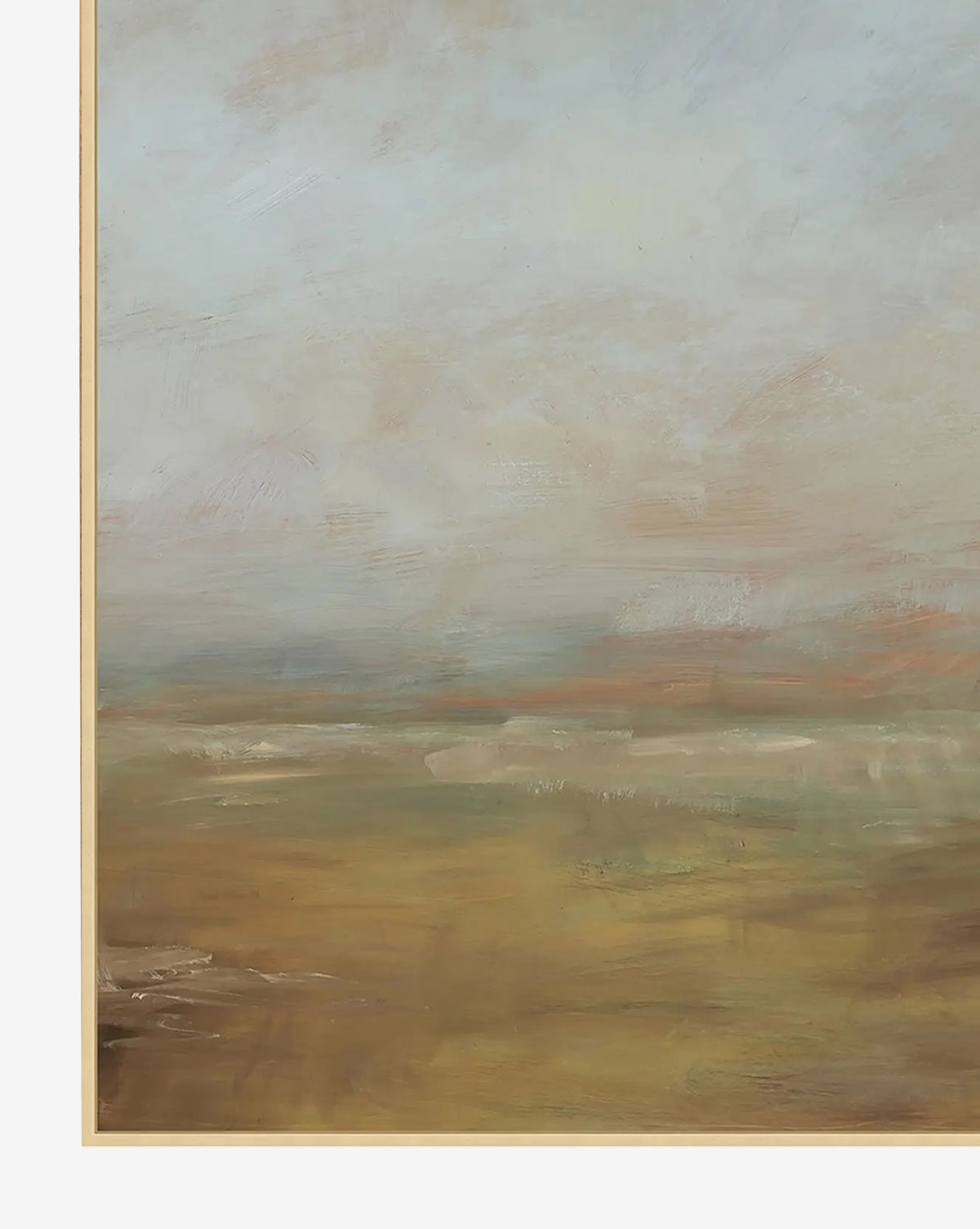 The Meadow View II by Patricia Perron is a giclee on canvas landscape featuring muted earth tones and an open field beneath a cloudy sky, rendered in a calm, abstract, and minimalistic style with gentle brushstrokes, by Vendixs