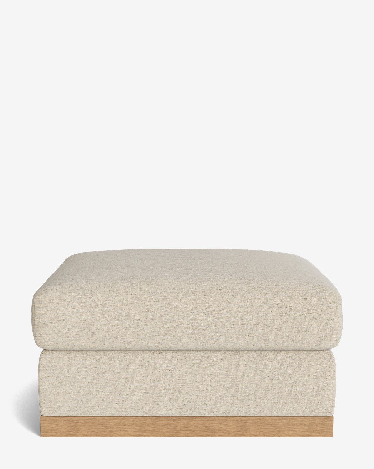 The Vernon Modular Ottoman features a modern rectangular design in beige velvet with a cushioned top and wooden base, shown against a plain white background, by Vendixs