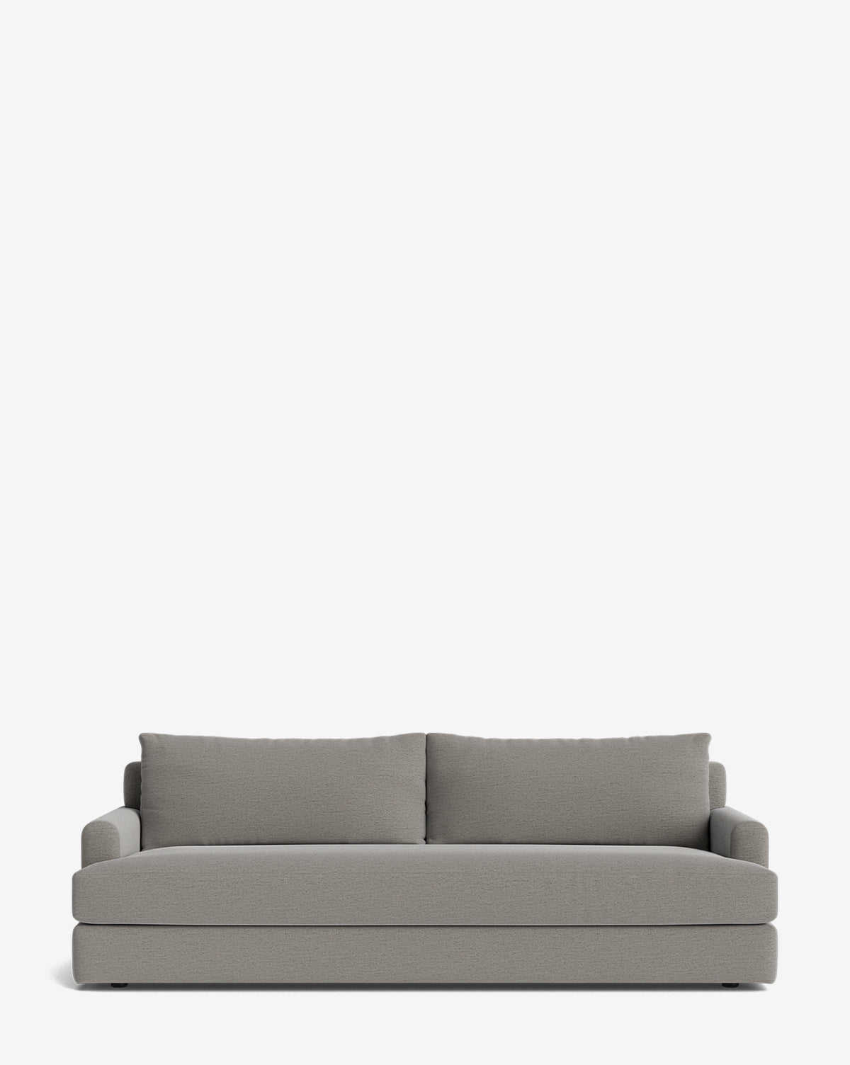 The modern light gray Winthrop Sofa 90 features clean lines, two large back cushions, and wide armrests against a white background—perfect for any contemporary living space, by Vendixs