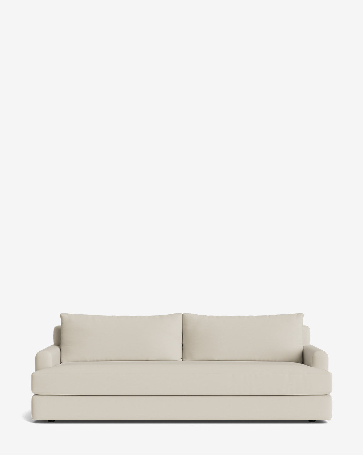 The Winthrop Sofa 90 is a modern, light beige sofa featuring two seat cushions and backrest pillows, shown against a plain white background, by Vendixs