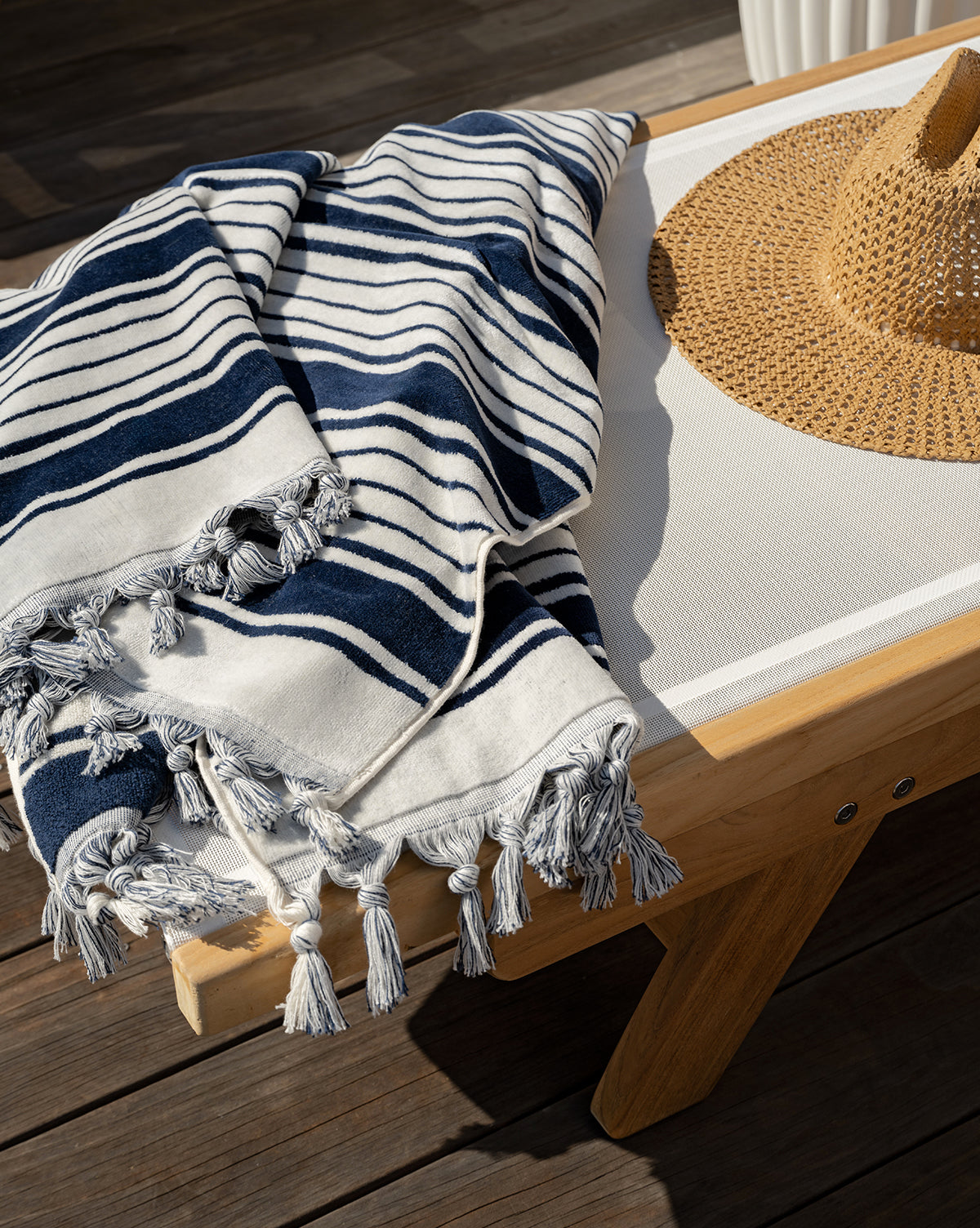 Turkish cotton oversized beach towel in navy stripes from Vendixs