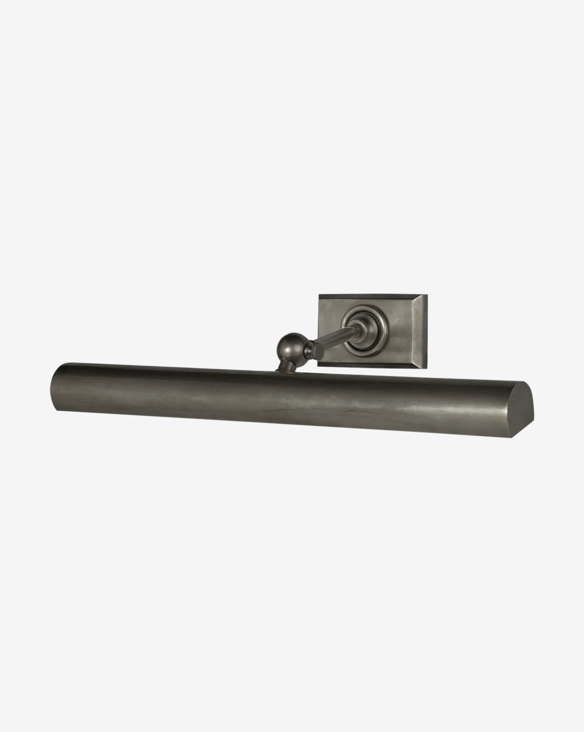 The 18 Cabinet Makers Picture Light by Visual Comfort & Co. Signature features a rectangular backplate and cylindrical metallic shade, ideal for highlighting art, as shown against a white background. Vendixs