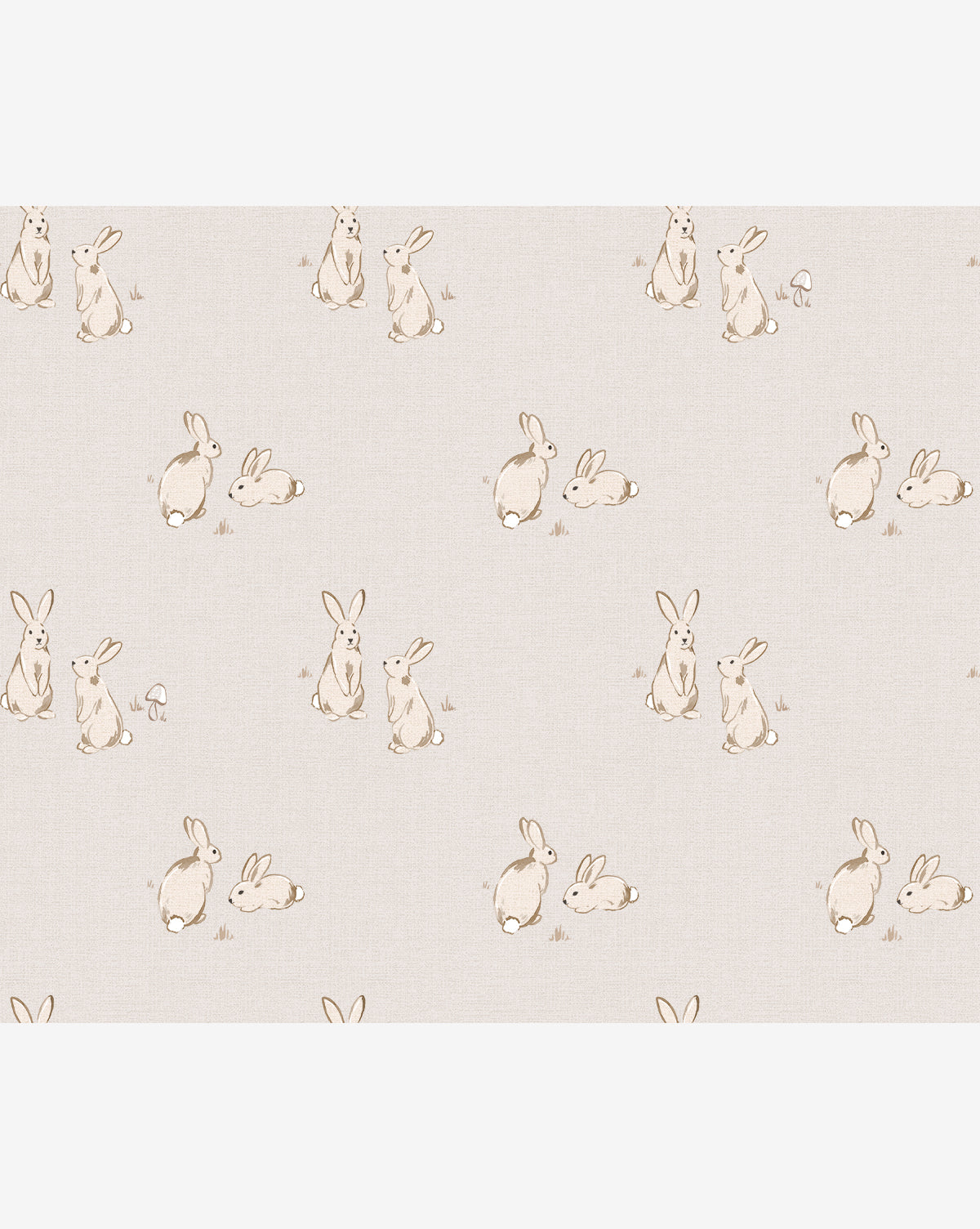 Wallpaper showcasing taupe bunnies on a soft gray base in a unique, elegant pattern by Vendixs