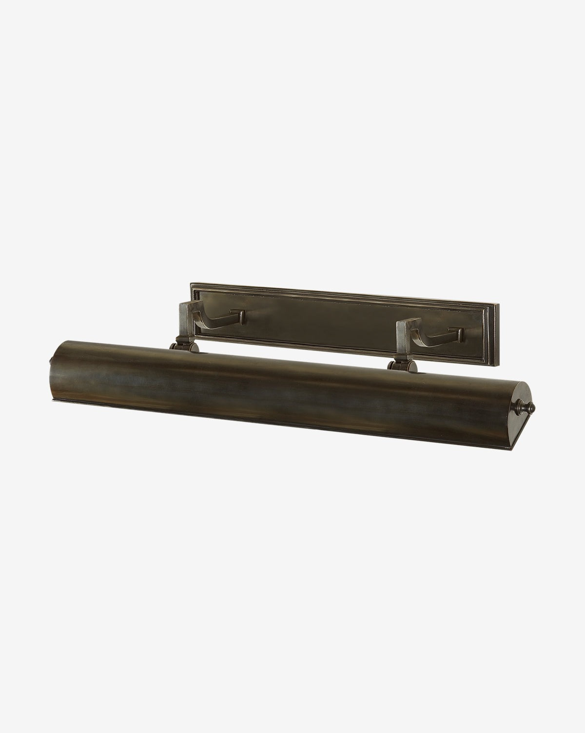The Dean 24 Picture Light by Visual Comfort & Co. Signature features a dark bronze finish, rectangular backplate, and horizontal cylindrical shade—an elegant wall-mounted solution for illuminating artwork or photos. Vendixs