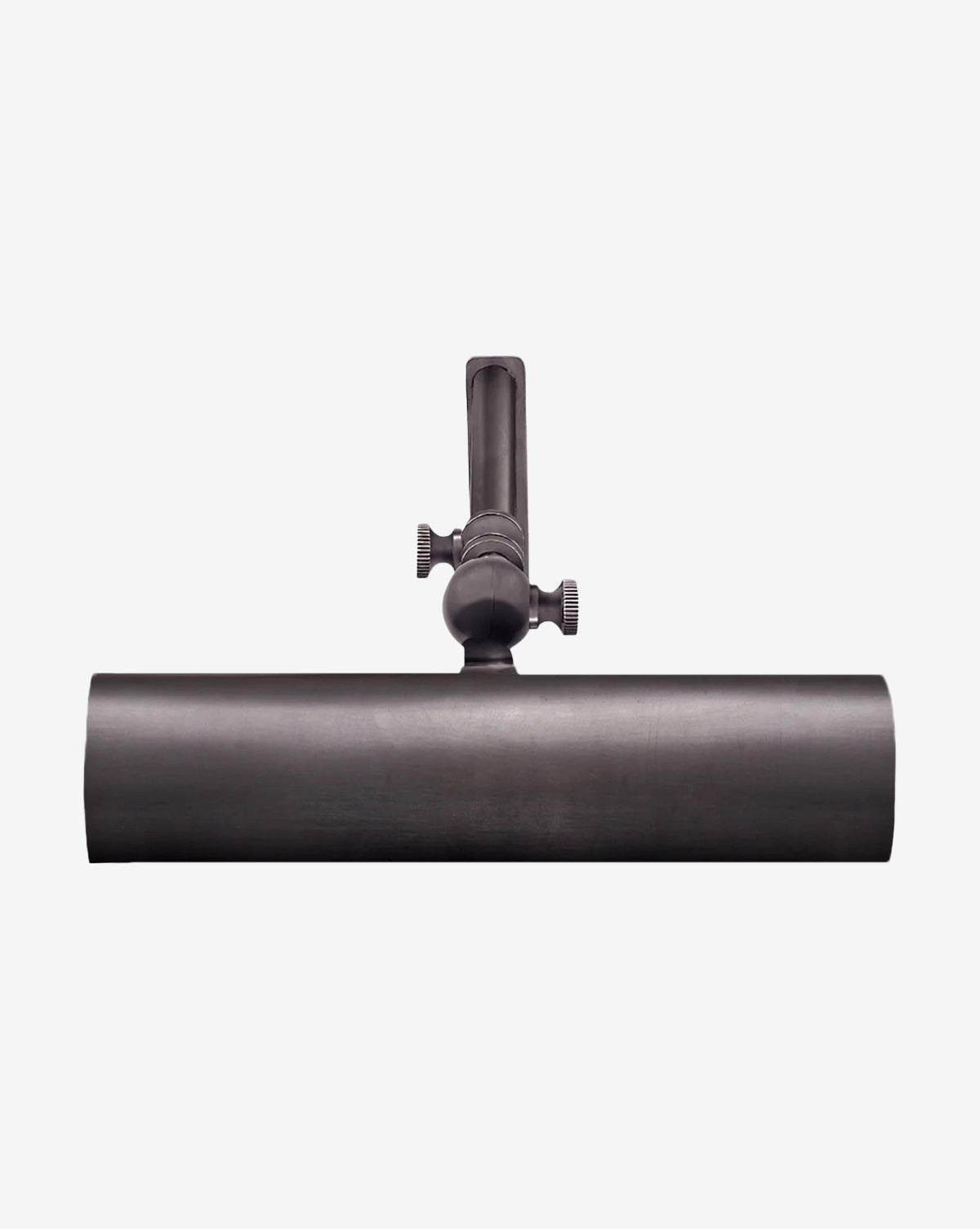 The Frame Makers Plug-In Picture Light by Visual Comfort & Co. Signature features a metal tube, adjustable knobs, and a vertical top handle—an elegant home accent shown against a white background. Vendixs