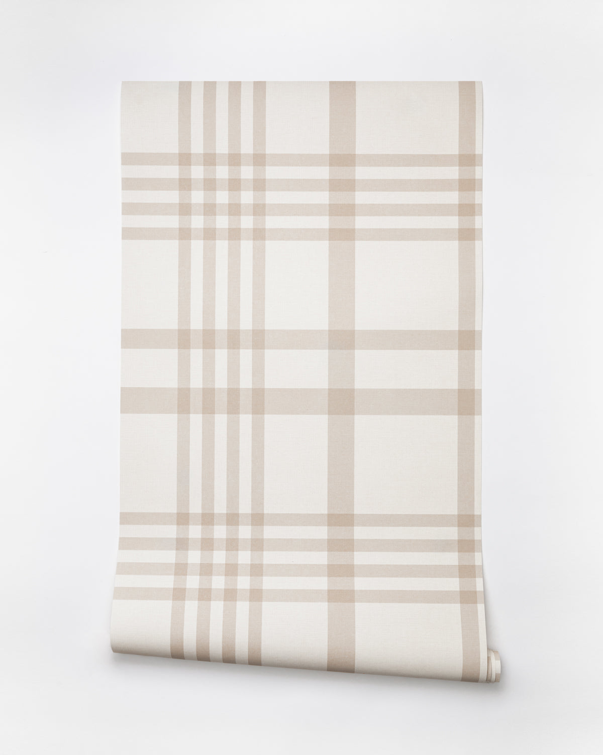 Custom plaid wallpaper in natural and cream hues from Vendixs